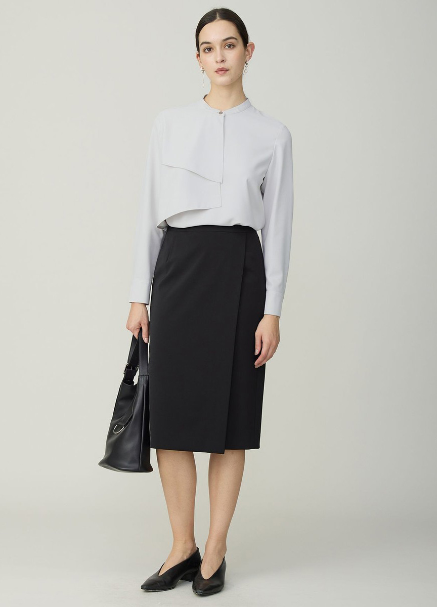 荷葉裝飾設計長袖襯衫